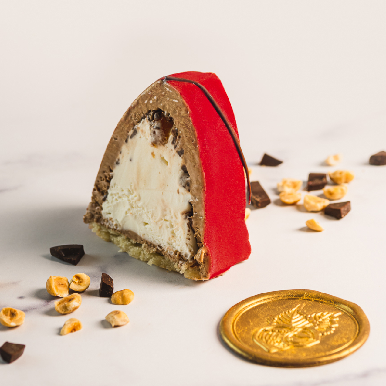 Botolino Signature Gelato Cake - layers of handcrafted gelato, chocolate, and hazelnuts