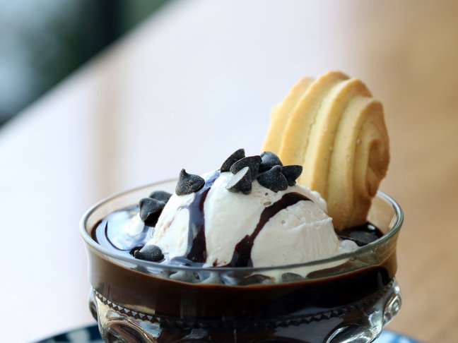 Hot Fudge topped with a homemade butter cookie
