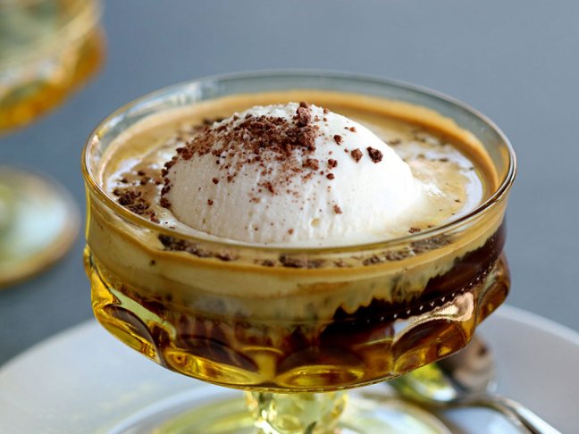 Coffee Affogato with Valrhona chocolate topping at Botolino